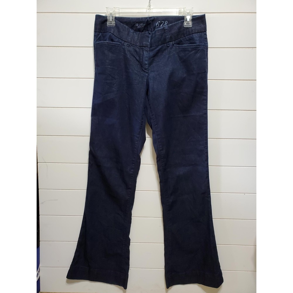 The Limited denim womens size 6R dark blue crinkle stretch denim jeans wide leg